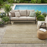 5' X 8' Tan And Brown Striped Washable Indoor Outdoor Area Rug