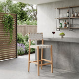 30" White Solid Wood Low Back Outdoor Bar Height Chair