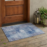 3' X 5' Blue And Lilac Abstract Washable Indoor Outdoor Area Rug