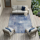 8' X 10' Blue And Lilac Abstract Washable Indoor Outdoor Area Rug