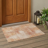 3' X 5' Copper And Orange Abstract Washable Indoor Outdoor Area Rug