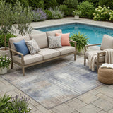 5' X 8' Khaki And Brown Abstract Washable Indoor Outdoor Area Rug