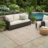 5' X 8' Beige And Brown Striped Washable Indoor Outdoor Area Rug