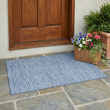 3' X 5' Blue And Sky Blue Striped Washable Indoor Outdoor Area Rug