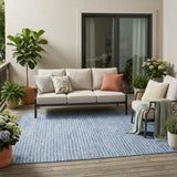 5' X 8' Blue And Sky Blue Striped Washable Indoor Outdoor Area Rug