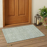 3' X 5' Green And Blue Striped Washable Indoor Outdoor Area Rug
