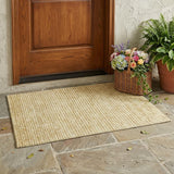 3' X 5' Gold And Wheat Striped Washable Indoor Outdoor Area Rug
