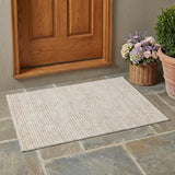 3' X 5' Ivory And Linen Striped Washable Indoor Outdoor Area Rug