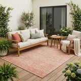 5' X 8' Orange And Salmon Striped Washable Indoor Outdoor Area Rug