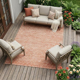 8' X 10' Orange And Salmon Striped Washable Indoor Outdoor Area Rug