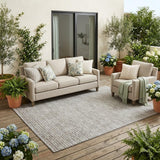 5' X 8' Taupe And Brown Striped Washable Indoor Outdoor Area Rug