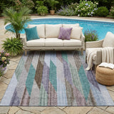 5' X 8' Brown And Gray Striped Washable Indoor Outdoor Area Rug
