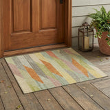 3' X 5' Gold And Wheat Striped Washable Indoor Outdoor Area Rug