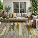 5' X 8' Pewter And Gray Striped Washable Indoor Outdoor Area Rug