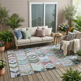 5' X 8' Beige And Brown Tribal Washable Indoor Outdoor Area Rug