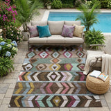 5' X 8' Brown And Graphite Tribal Washable Indoor Outdoor Area Rug