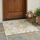 3' X 5' Khaki And Brown Tribal Washable Indoor Outdoor Area Rug