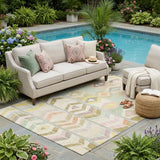 5' X 8' Khaki And Brown Tribal Washable Indoor Outdoor Area Rug