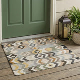 3' X 5' Pewter And Gray Tribal Washable Indoor Outdoor Area Rug