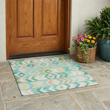 3' X 5' Turquoise And Teal Blue Tribal Washable Indoor Outdoor Area Rug
