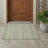 3' X 5' Beige And Brown Striped Washable Indoor Outdoor Area Rug