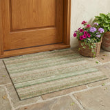 3' X 5' Copper And Orange Striped Washable Indoor Outdoor Area Rug
