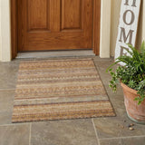 3' X 5' Orange And Copper Striped Washable Indoor Outdoor Area Rug