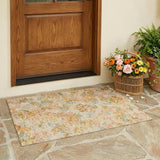 3' X 5' Peach And Orange Floral Washable Indoor Outdoor Area Rug