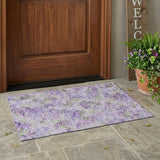 3' X 5' Plum And Purple Floral Washable Indoor Outdoor Area Rug