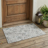 3' X 5' Taupe And Brown Floral Washable Indoor Outdoor Area Rug