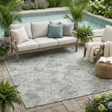 5' X 8' Taupe And Brown Floral Washable Indoor Outdoor Area Rug