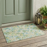3' X 5' Yellow And Gold Floral Washable Indoor Outdoor Area Rug