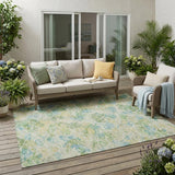 5' X 8' Yellow And Gold Floral Washable Indoor Outdoor Area Rug