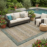 5' X 8' Brown And Taupe Tribal Washable Indoor Outdoor Area Rug