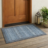 3' X 5' Blue And Gray Tribal Washable Indoor Outdoor Area Rug