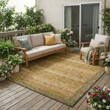5' X 8' Copper And Orange Tribal Washable Indoor Outdoor Area Rug