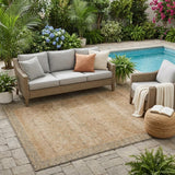 5' X 8' Coral And Orange Tribal Washable Indoor Outdoor Area Rug