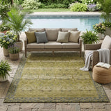 5' X 8' Gold And Brown Tribal Washable Indoor Outdoor Area Rug