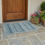 3' X 5' Denim Blue And Blue Tribal Washable Indoor Outdoor Area Rug