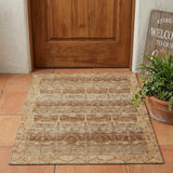 3' X 5' Orange And Copper Tribal Washable Indoor Outdoor Area Rug