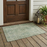 3' X 5' Green And Sage Oriental Washable Indoor Outdoor Area Rug