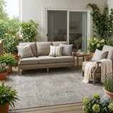 5' X 8' Beige And Brown Oriental Washable Indoor Outdoor Area Rug