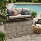 5' X 8' Brown And Taupe Oriental Washable Indoor Outdoor Area Rug