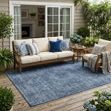 5' X 8' Denim Blue And Blue Oriental Washable Indoor Outdoor Area Rug