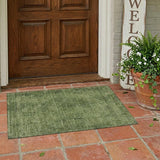 3' X 5' Olive Green And Green Oriental Washable Indoor Outdoor Area Rug