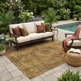 5' X 8' Rust And Orange Oriental Washable Indoor Outdoor Area Rug