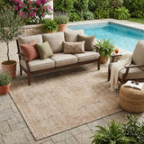5' X 8' Salmon And Orange Oriental Washable Indoor Outdoor Area Rug