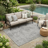 5' X 8' Silver And Gray Oriental Washable Indoor Outdoor Area Rug