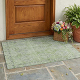 3' X 5' Green And Sage Geometric Washable Indoor Outdoor Area Rug