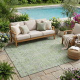 5' X 8' Green And Sage Geometric Washable Indoor Outdoor Area Rug